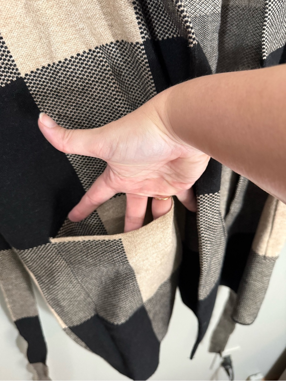 Rachel Zoe Black & Cream Plaid Open-Front Cardigan - Picture 3 of 5